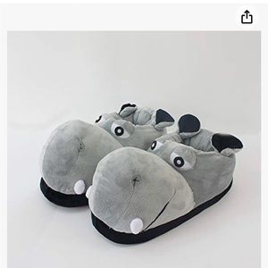 Plush Hippo Slippers